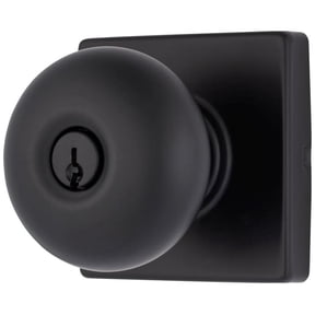 Brinks Contemporary Keyed Entry Doorknob, Matte Black, 2 Keys
