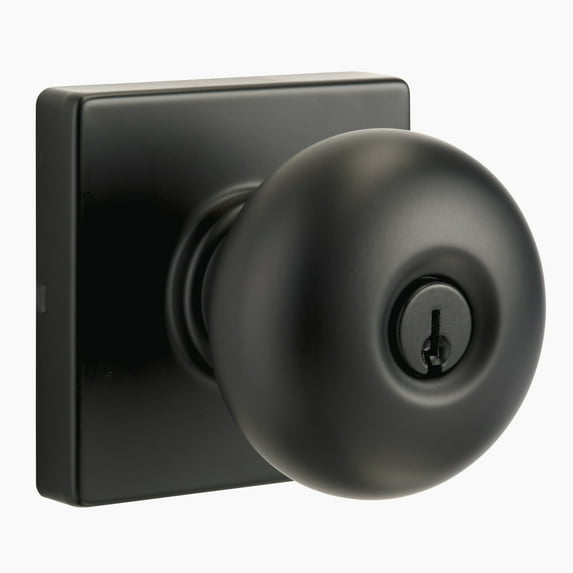Brinks Contemporary Keyed Entry Doorknob, Matte Black