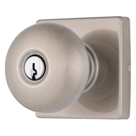 Brinks Contemporary Keyed Entry Doorknob, Satin Nickel