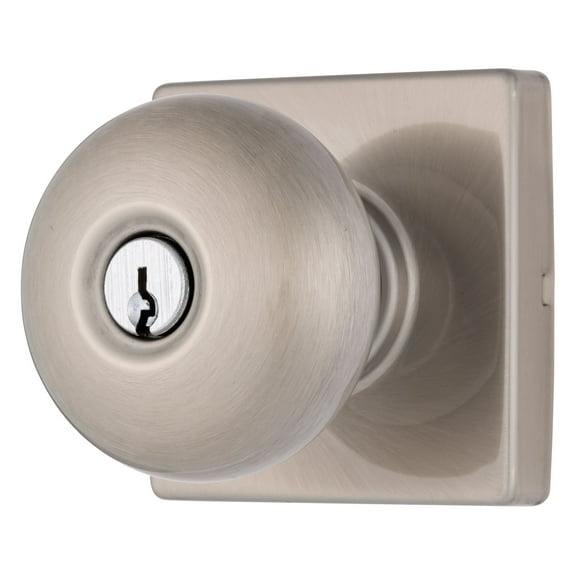 Brinks Contemporary Keyed Entry Doorknob, Satin Nickel