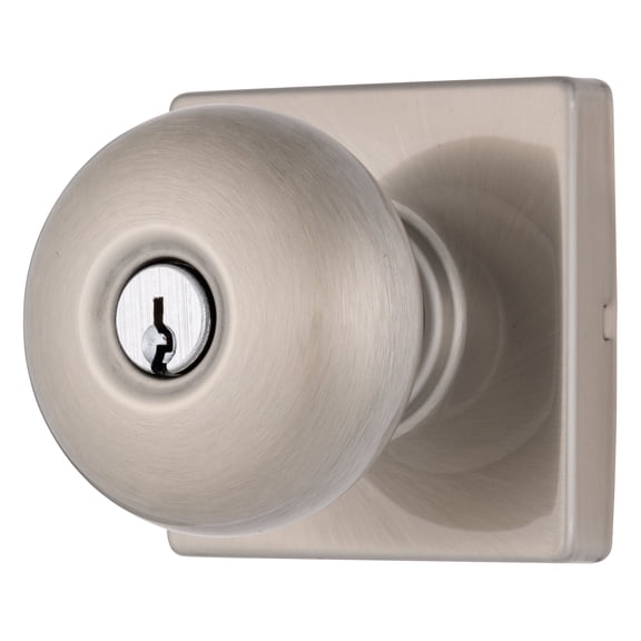 Brinks Contemporary Keyed Entry Doorknob, Satin Nickel