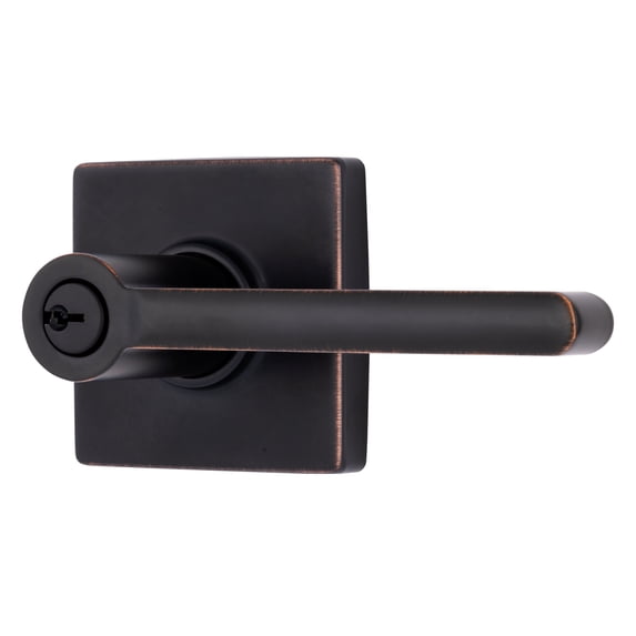 Brinks Contemporary Keyed Entry Lever Doorknob, Tuscan Bronze