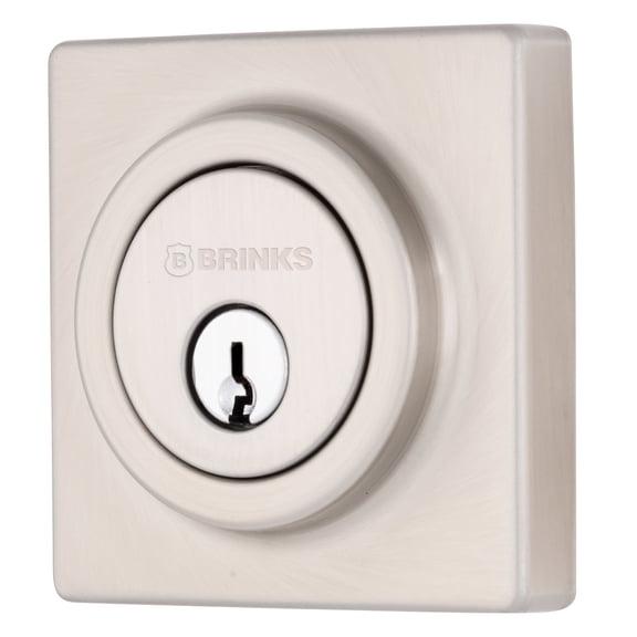 Brinks Contemporary Single Cylinder Deadbolt, Satin Nickel