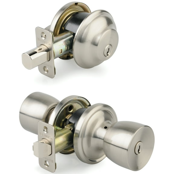 Brinks Door Lock Combo Pack Bell Satin Nickel