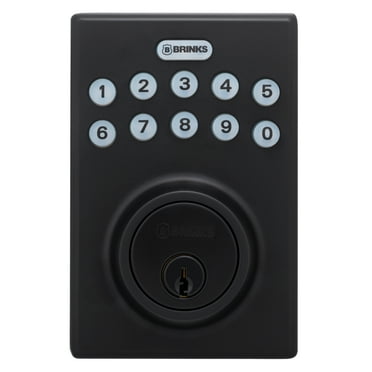Brinks Electronic Keypad Single Cylinder Deadbolt, Matte Black Finish