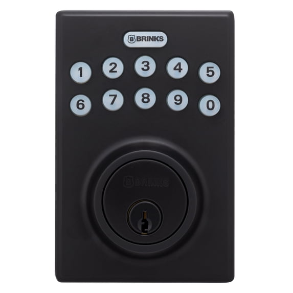 Brinks Electronic Keypad Single Cylinder Deadbolt Lock, Matte Black Finish