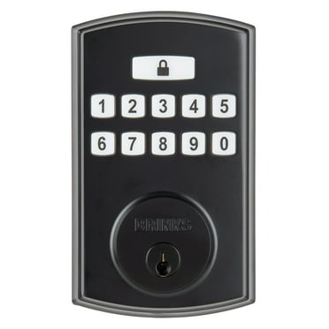 Brinks Electronic Keypad Single Cylinder Deadbolt Lock with Pro-Guard, Matte Black Finish