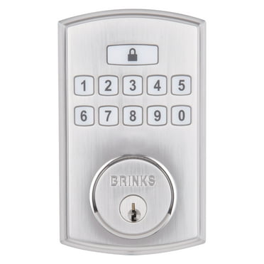 Brinks Electronic Keypad Single Cylinder Deadbolt with Pro-Guard, Satin Nickel Finish