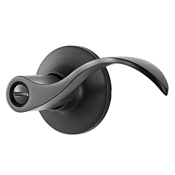 Brinks Interior Locking/Privacy Modern Wave Style Lever Doorknob, Matte Black Finish