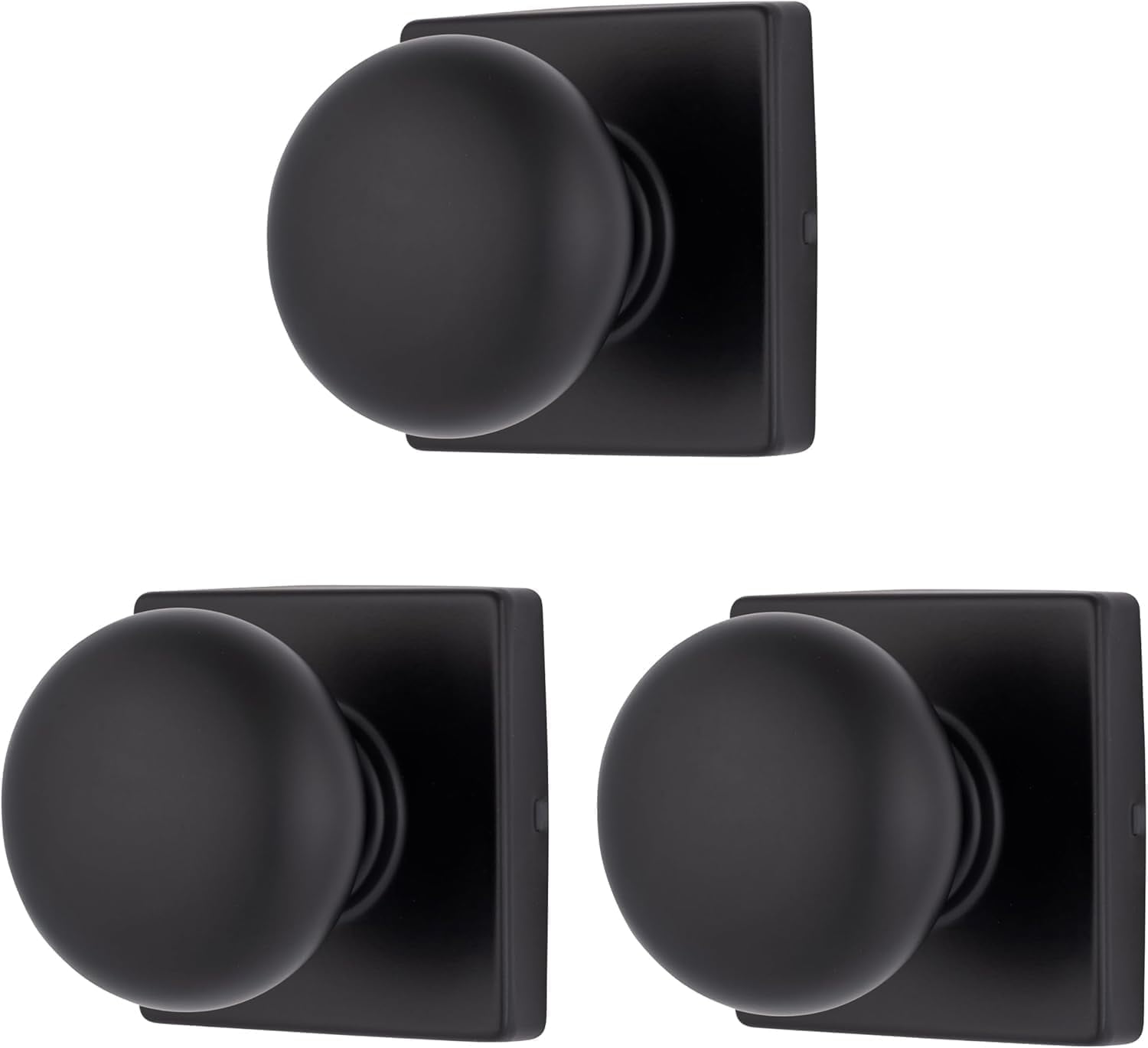 Brinks Contemporary Interior Passage Doorknob, Matte Black, 3 pack