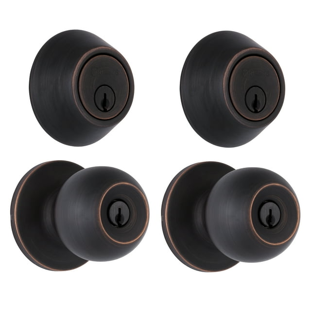 Brinks, Keyed Door Knob & Deadbolt Set, Ball Style, Tuscan Bronze