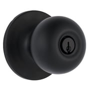 Brinks Keyed Entry Classic Ball Style Doorknob, Matte Black Finish
