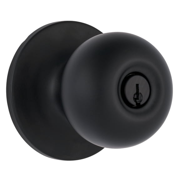 Brinks Keyed Entry Classic Ball Style Doorknob, Matte Black Finish