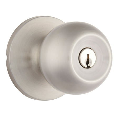 Brinks Keyed Entry Classic Ball Style Doorknob, Satin Nickel Finish