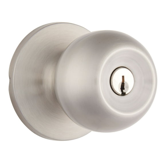 Brinks Keyed Entry Classic Ball Style Doorknob, Satin Nickel Finish