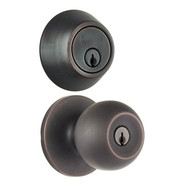 Brinks Keyed Entry Classic Ball Style Doorknob and Deadbolt Combo Pack, Tuscan Bronze Finish