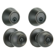 Brinks Keyed Entry Classic Ball Style Doorknob and Deadbolt Combo Twin pack, Tuscan Bronze Finish