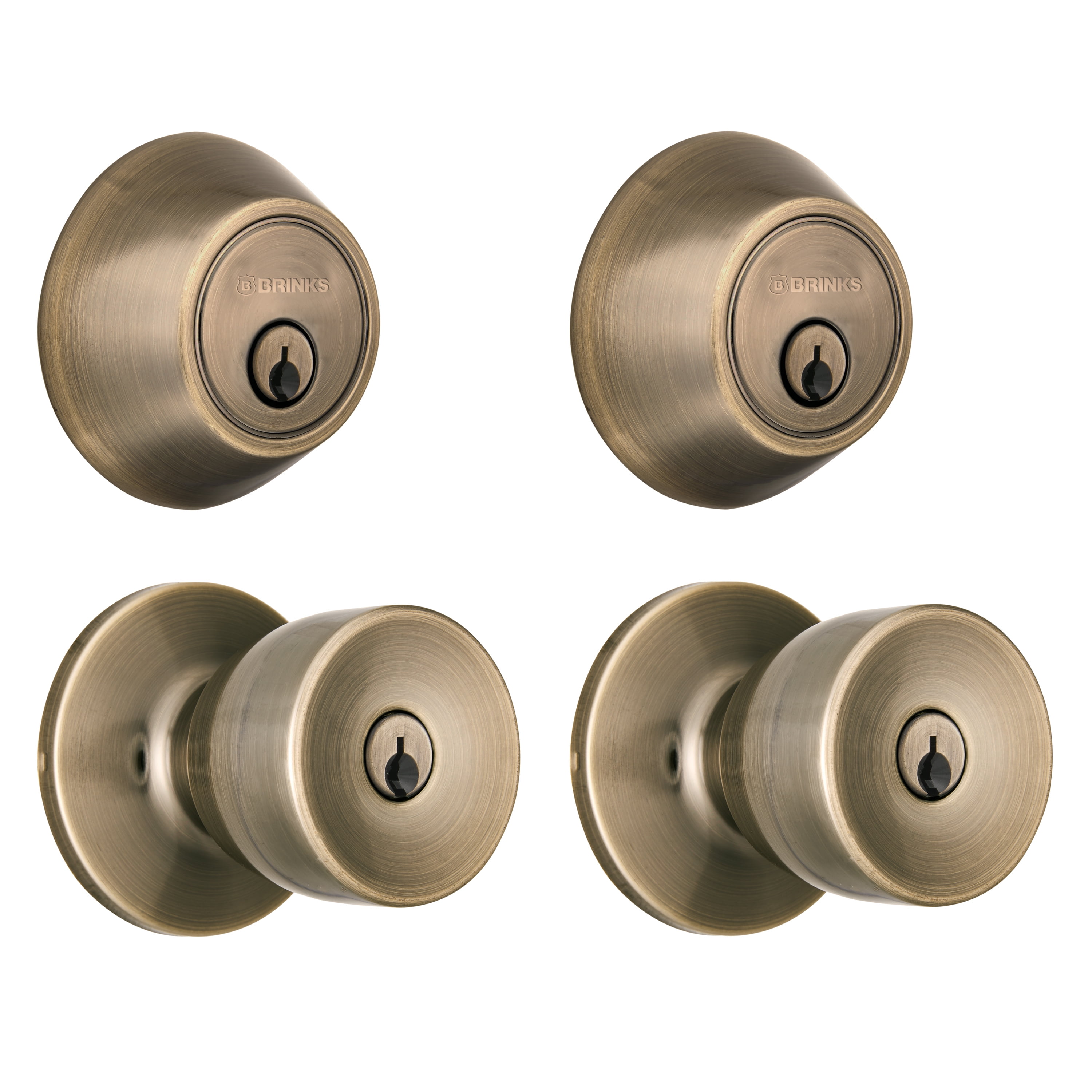 Brinks Keyed Entry Classic Bell Style Doorknob and Deadbolt Combo