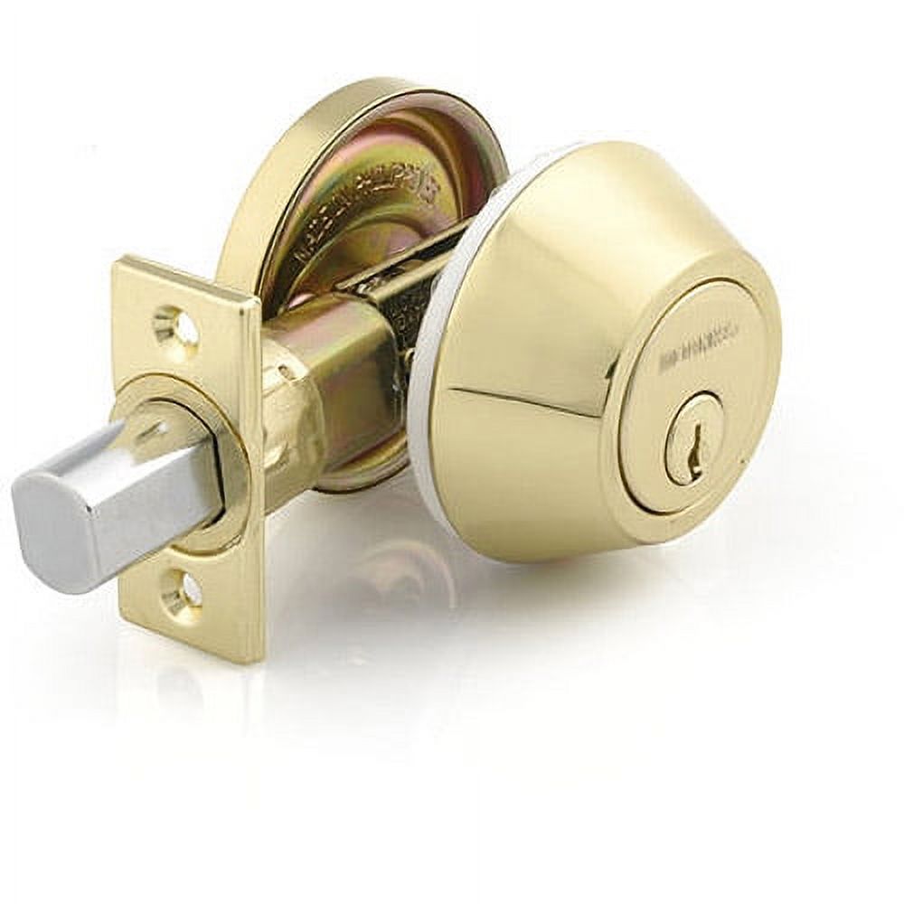 Brinks, Keyed Entry Mobile Home Single Cylinder Deadbolt, Polished Brass Finish - image 1 of 9