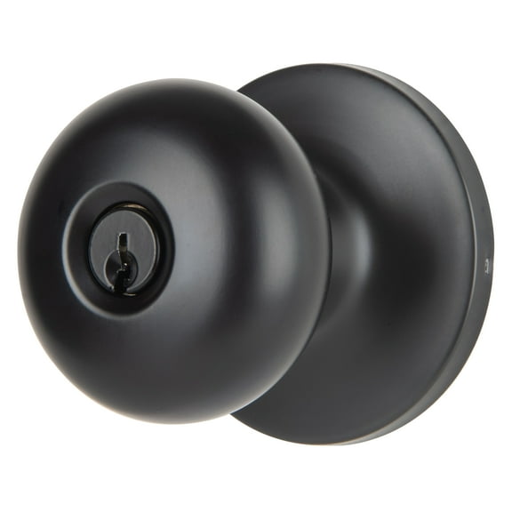 Brinks Matte Black Mushroom Doorknob, Keyed Entry, 1-Piece