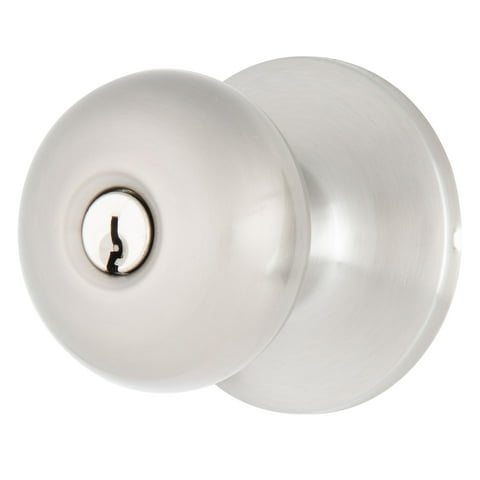 Brinks Keyed Entry Mushroom Doorknob, Satin Nickel Finish