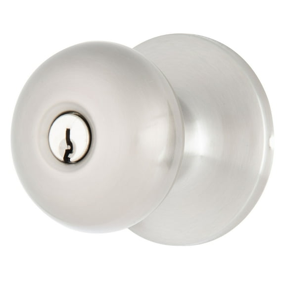 Brinks Keyed Entry Mushroom Doorknob, Satin Nickel Finish