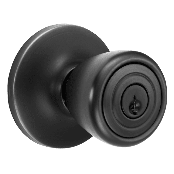 Brinks Keyed Entry Tulip Style Doorknob, Matte Black Finish
