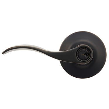 Ri-Key Security Wave Lever Door Lock - Keyed Entry Cylinder In Oil Rubbed Bronze With 3 Keys
