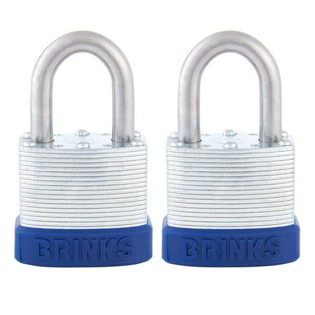 Brinks Laminated Steel 44mm Keyed Padlock with 1 1/8in Shackle, 2 pack