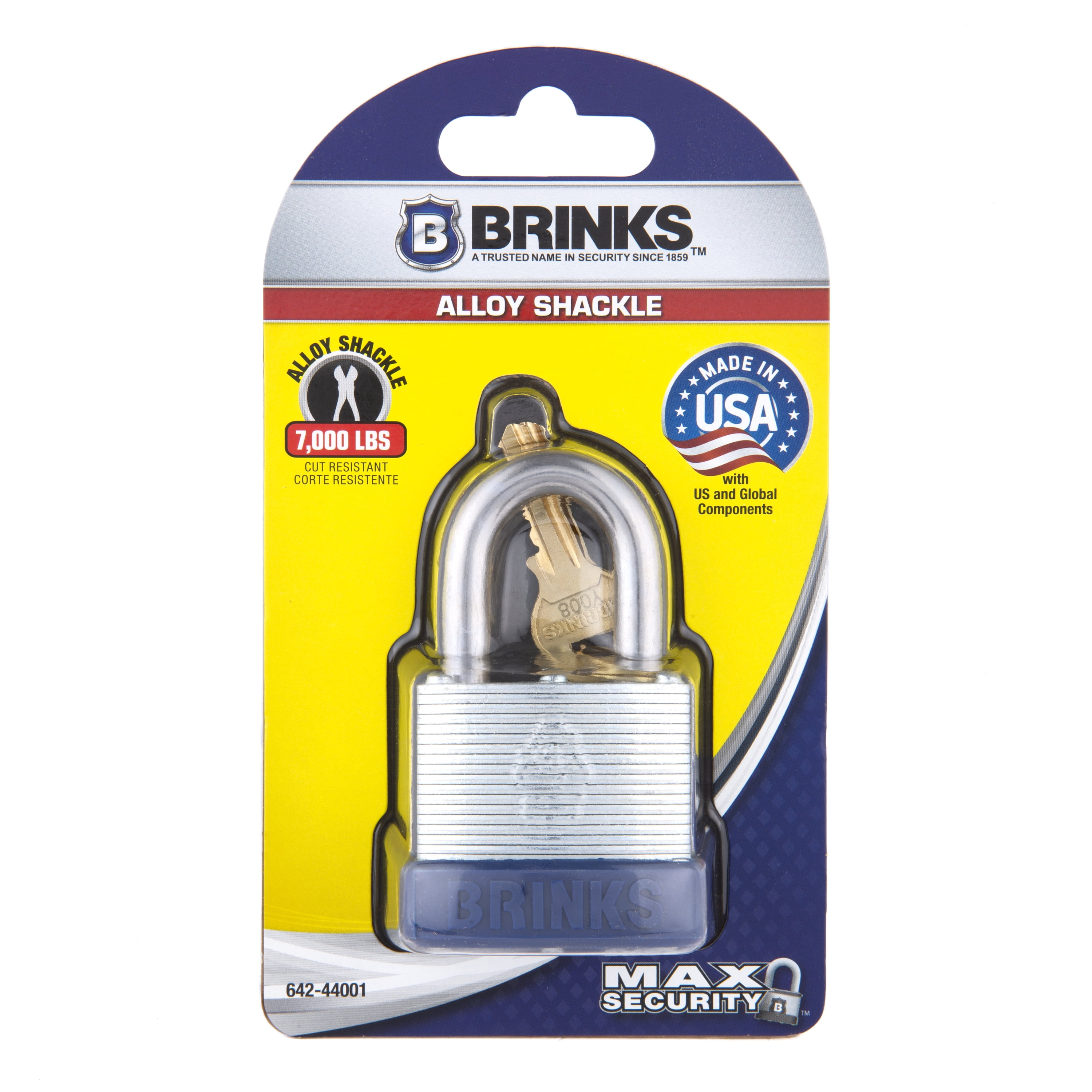 Brinks Laminated Steel 44mm Keyed Padlock with 1 1/8in Shackle