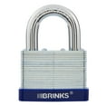 thumbnail interactive-video image 1 of Brinks Laminated Steel 60mm Keyed Padlock with 2in Shackle, 1 of 9