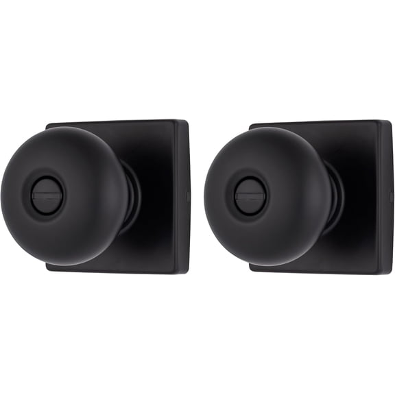Brinks Contemporary Privacy Doorknobs for Bed & Bath, Matte Black, 2 Pack
