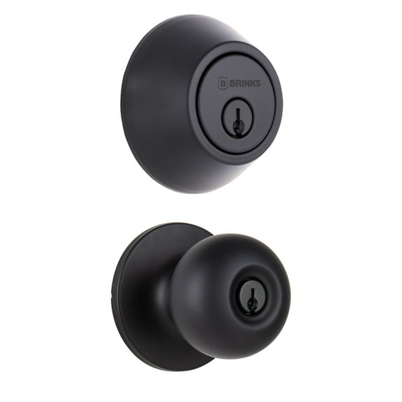 Brinks Matte Black Transitional Keyed Entry Doorknob & Deadbolt Combo