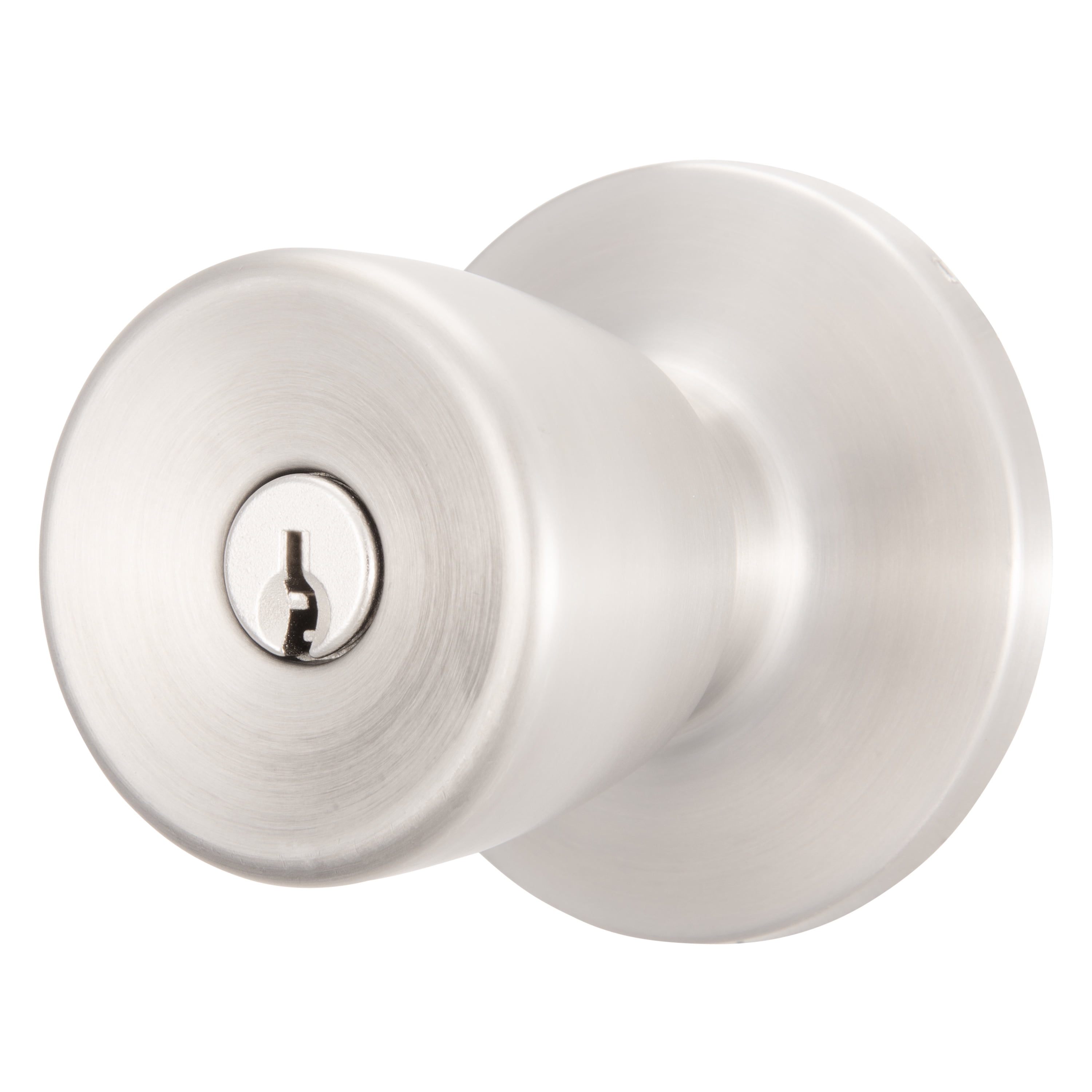 Brinks Mobile Home Keyed Entry Bell Style Doorknob, Stainless Steel