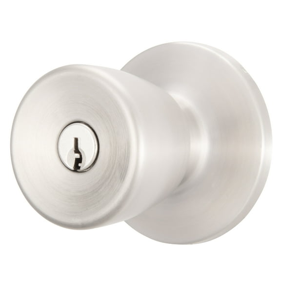 Brinks Mobile Home Keyed Entry Classic Bell Style Doorknob, Stainless Steel Finish
