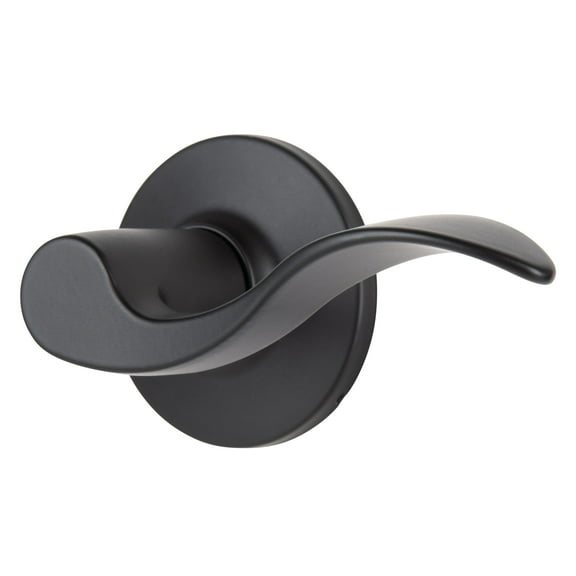 Brinks Non-Locking Passage Modern Wave Style Lever Doorknob, Matte Black Finish