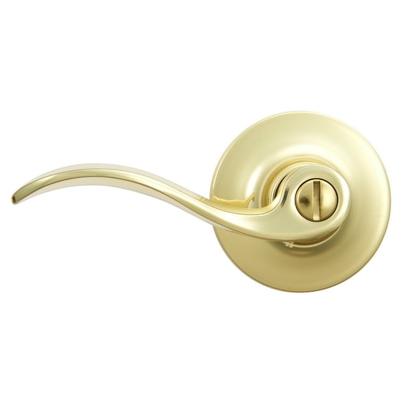 Brinks, Privacy, Bed/Bath, Wave Style Door Lever, Polished Brass Finish