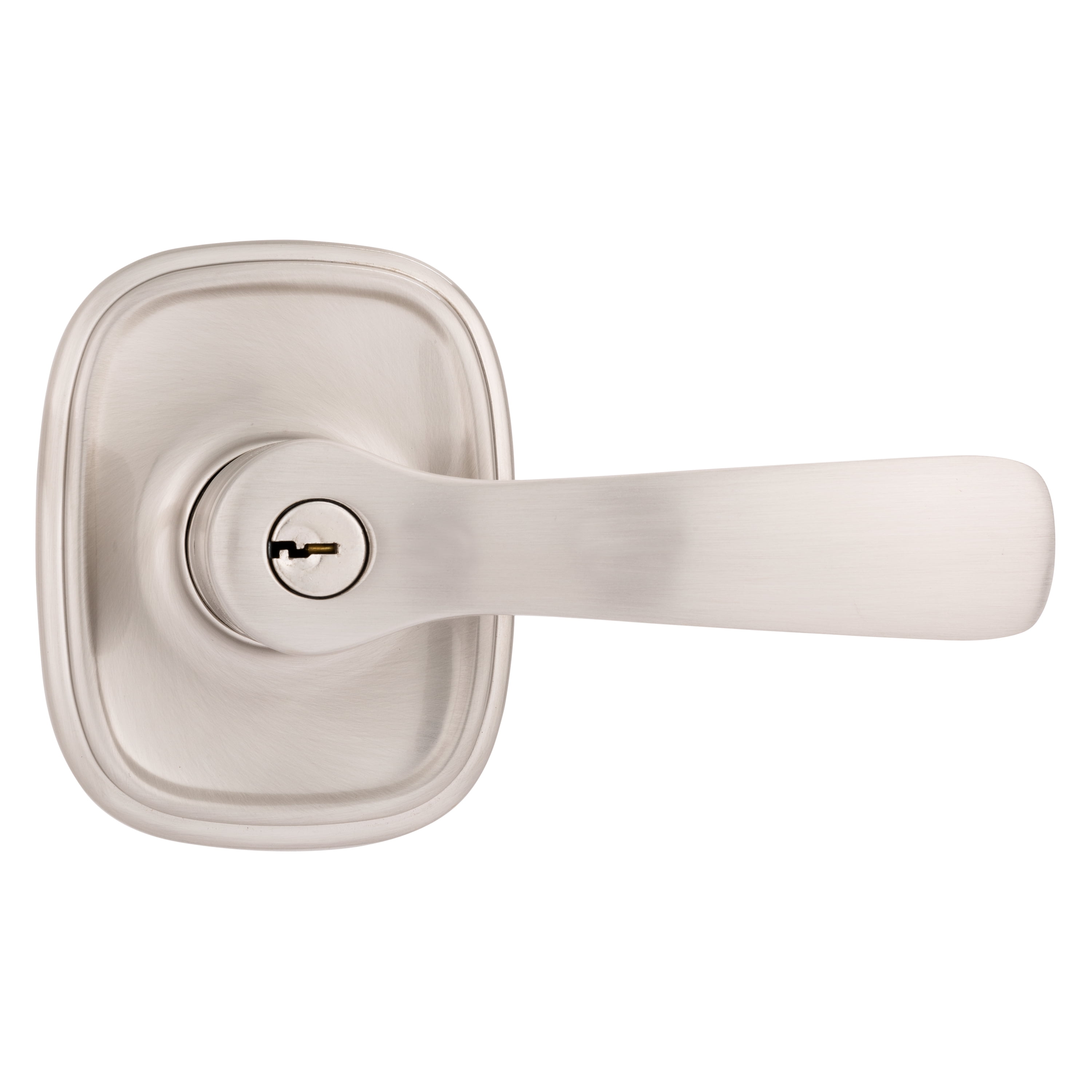 Brinks Push Pull Rotate Alwood Keyed Entry Doorknob Lever in Satin