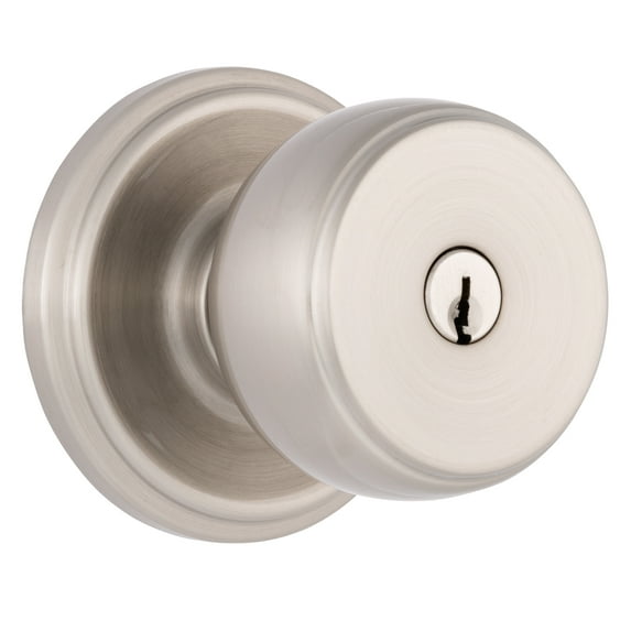 Brinks Push Pull Rotate Ganyon Keyed Entry Doorknob in Satin Nickel