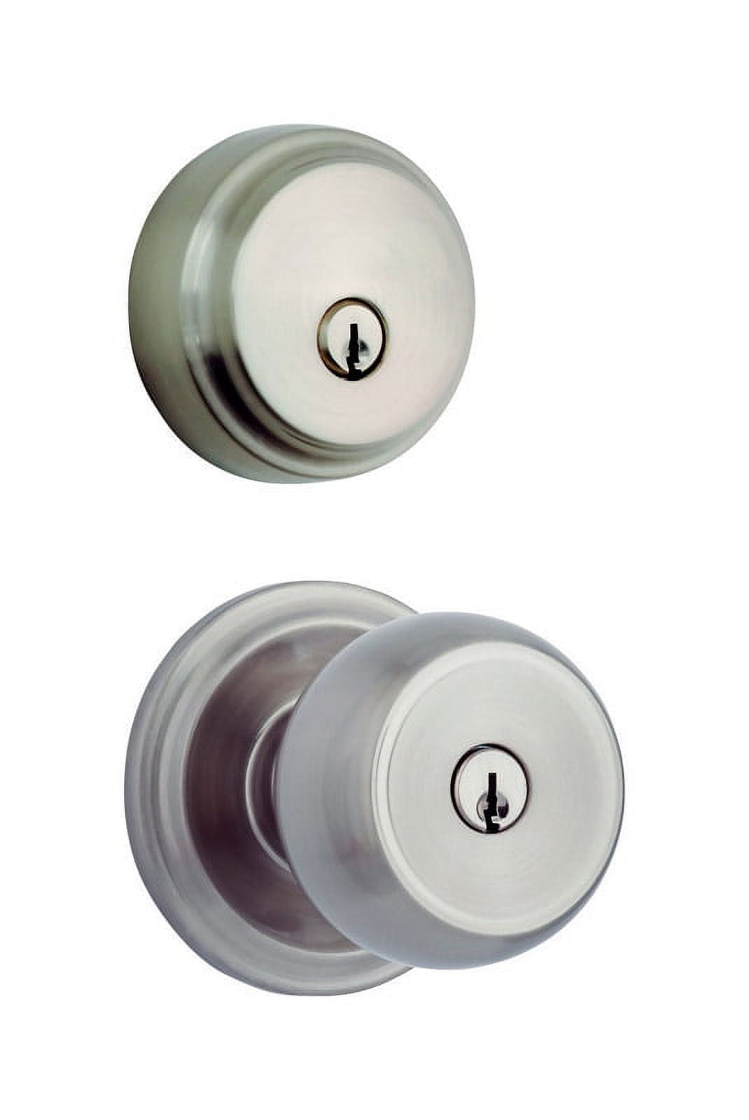 Brinks Push Pull Rotate Stafford Satin Nickel Entry Knob and Single