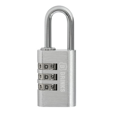 Brinks Resettable 3-Dial Combination Padlock, 28mm Aluminum Body with 1in Shackle