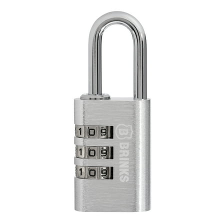 Brinks Resettable 3-Dial Combination Padlock, 28mm Aluminum Body with 1in Shackle