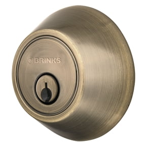 Brinks Single Cylinder Deadbolt Lock, Antique Brass Finish
