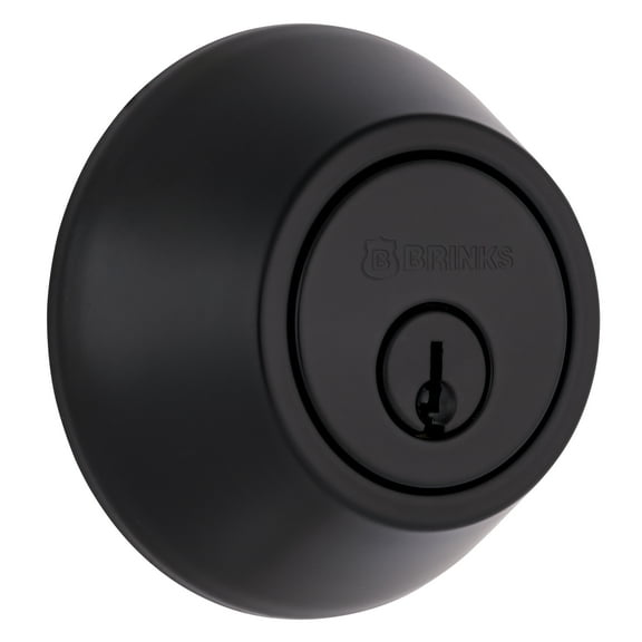 Brinks Single Cylinder Deadbolt Lock, Matte Black Finish