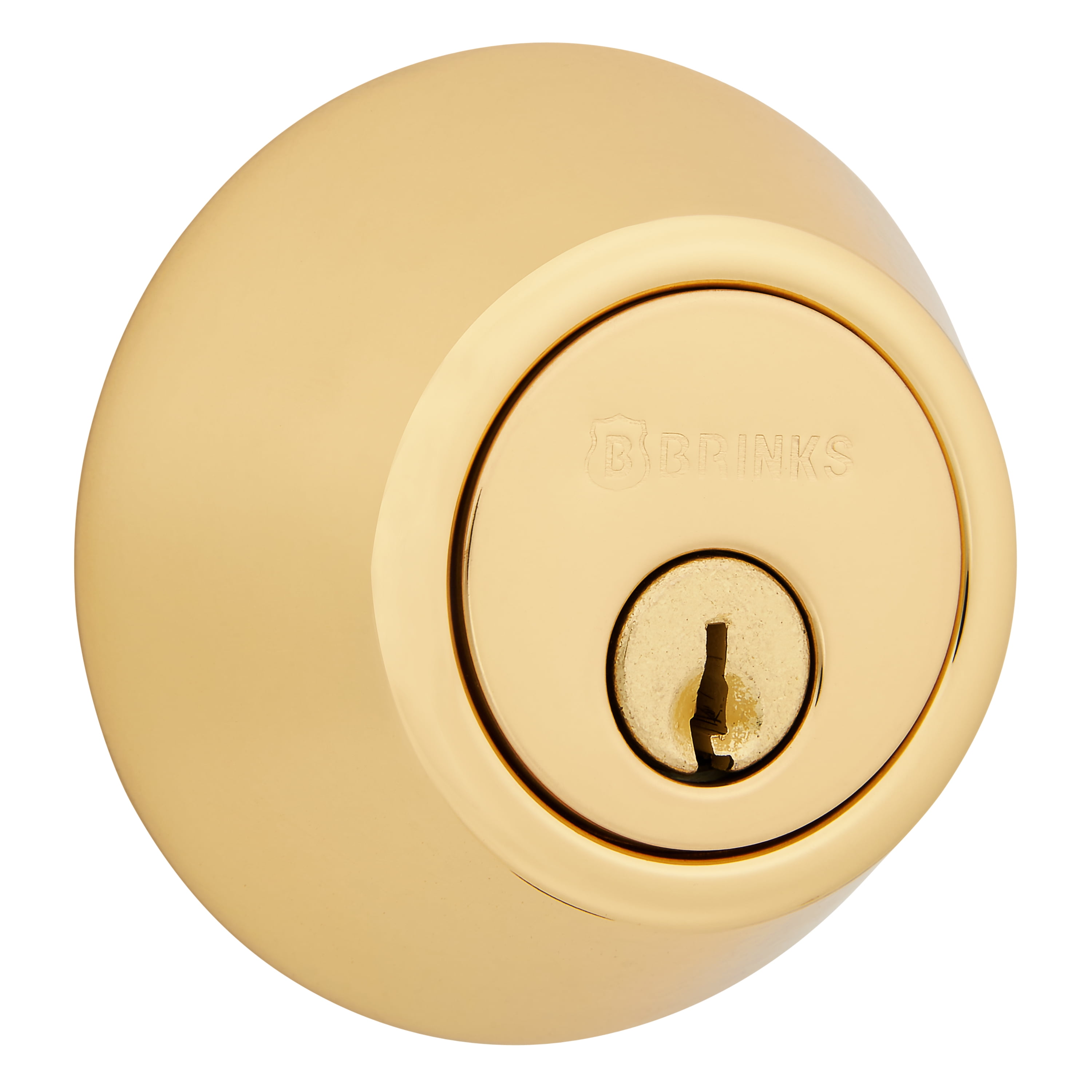 Brinks Single Cylinder Deadbolt Lock, Polished Brass Finish