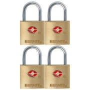 Brinks Solid Brass 22mm TSA Travel Keyed Padlock with 1/2in Shackle, 4 Pack