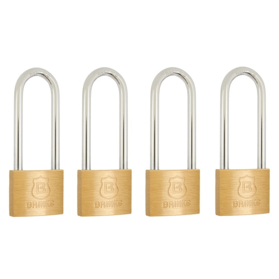 Brinks Solid Brass 40mm Keyed Padlock with 2 1/2in Shackle, 4 pack