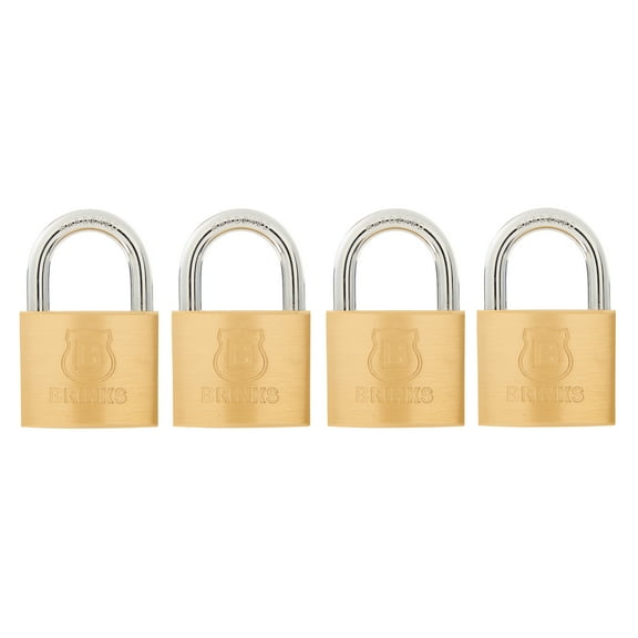 Brinks Solid Brass 40mm Keyed Padlock with 7/8in Shackle, 4 pack