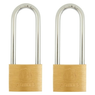 Brinks Solid Brass Padlock 40mm Body with 2-1/2 inch Long Shackle, 2 Pack
