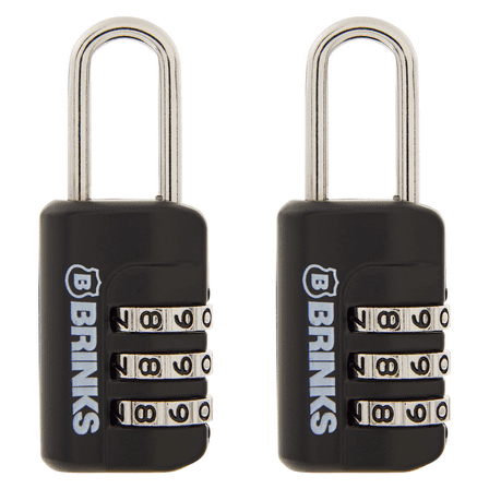 Brinks Zinc Diecast 22mm Combination Sport Padlock with 13/16in Shackle, 2 pack